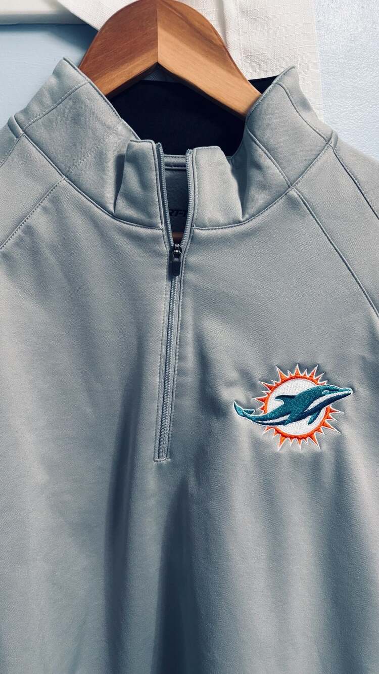Sport-Tek Miami Dolphins 1800 Tequila Quarter-Zip Pullover Grey XL